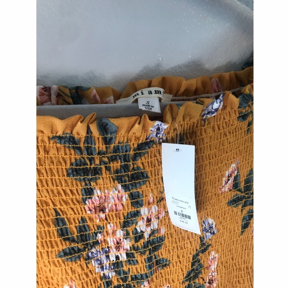 Francesca’s Yellow Floral Off Shoulder Jumpsuit - Picture 5 of 5